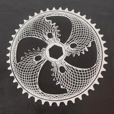 Imagem de CDHPOWER Kit de manivela de pedal de 5 cm de largura, peça 36T/40T/44T apenas roda dentada - roda dentada de manivela larga para bicicleta (preto, 44T)