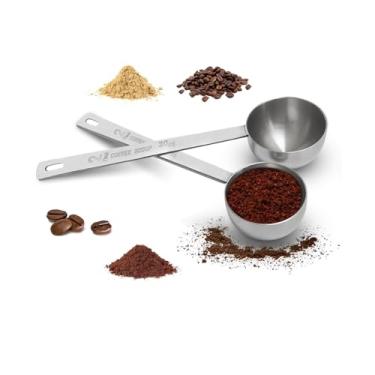 Imagem de Colher de medição de aço inoxidável 2 peças - 1 colher de sopa 15 ml/30 ml, colher de café e chá de cabo longo, utensílios de cozinha para cozinhar e assar (prata 30 ml)