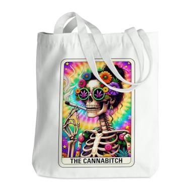 Imagem de Carta de tarô de esqueleto engraçado caveira gótica bruxa material de bruxaria suprimentos de lona gótica sacola de compras reutilizável 02, Skeletoncard 00843, 13.8 x 16 inches