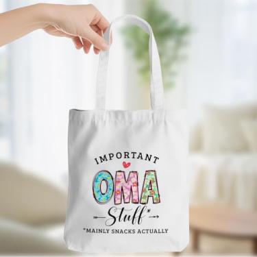 Imagem de Grandma Gifts Oma Canvas Tote Bag Bolsa de praia reutilizável Compras Sacolas de compras para mulheres vovó avó avó aniversário dia das mães Natal aniversário aposentadoria