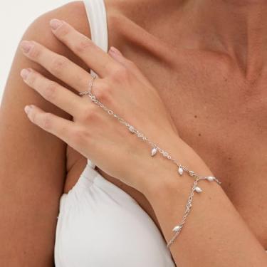 Imagem de Pulseira de corrente de mão dourada minimalista e combo de anel para mulheres