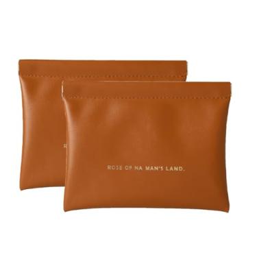 Imagem de Bolsa de cosméticos com bolso de poliuretano, organizador portátil para fone de ouvido, sem zíper, organizador feminino Popper (marrom), Marrom, Large*2, Funcional