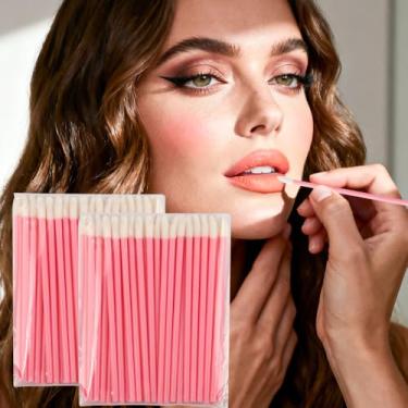 Imagem de 100 pincéis labiais, pincéis descartáveis para lábios, aplicadores de brilho labial, aplicadores de bastão de brilho labial, kits de ferramentas de maquiagem perfeitos