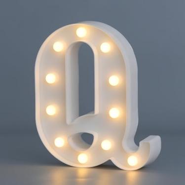 Imagem de Letreiro com luzes de LED, alfabeto iluminado para festa em casa, casamento, decoração de Natal, branco quente (Q)