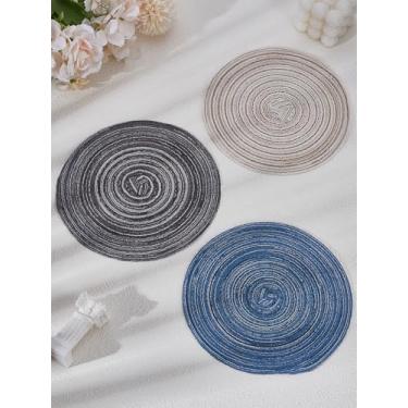 Imagem de 3 peças de jogo americano de poliéster, almofadas quentes de cores mistas, tapetes de copo estilo nórdico, tapetes laváveis, tapetes planos redondos para fotografia de fundo para decoração de mesa de