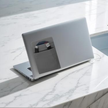 Imagem de Bolsa adesiva para laptop, compatível com SSD portátil Samsung T7/T7 Touch/T5, mouse mágico, cabo USB e muito mais, cinza