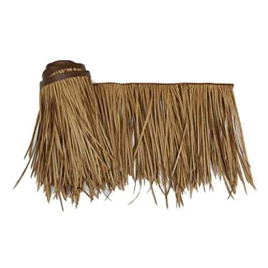 Imagem de Rolo de corredor de palha de palmeira de plástico PE palha sintética mexicana rolo de telhado de telhado, 50 cm de largura retardante de fogo pato grama cega tiki cabana bar palha (amarelo d, 0,5 x 4
