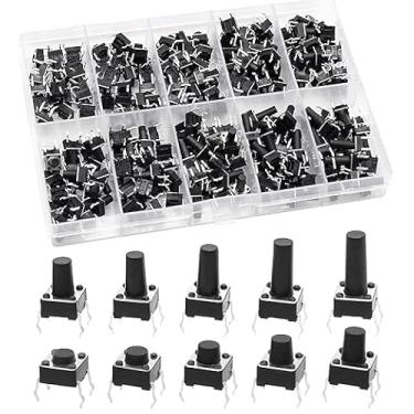 Imagem de 200 peças de interruptor tátil de botão de pressão 10 valores 6x6(4,3-13) mm Micro Momentary Tact Button Switches Kit sortido