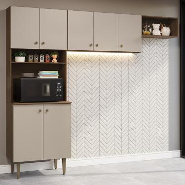 Imagem de Armário De Cozinha Compacta 235cm Rustic/crema Gourmet Madesa Xb03 Rustic/crema