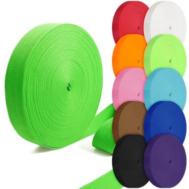 Imagem de Grosun Correias de algodão 2,5 cm, 3,8 cm, 5 cm, 5 cm, tiras de lona para bolsas, 10 64 cm, 3,3 m, correias de algodão (verde, 3,5 cm x 25 jardas)