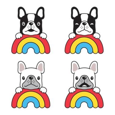 Imagem de Adesivo de Parede Infantil Animais Fofo Cachorro Bulldog Francês Cores Vibrantes 40x40cm