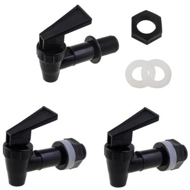 Imagem de KKUANG 3 peças de interruptor tipo elevador preto torneiras de plástico dispensador de água conjunto de bicos reutilizáveis 9,4 x 2,52 x 0,7 polegadas para frascos de vidro, cervejeiros de chá gelado