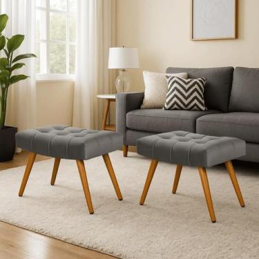 Imagem de Kit 2 Banqueta Rubi Confort Moderna Pes Madeira - Dcazza, Cinza