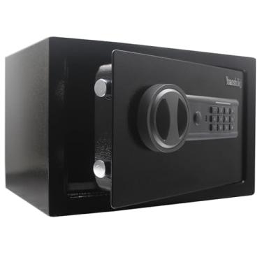 Imagem de Yuanshikj Cofre de segurança SAFESteel com teclado eletrônico e porta de entrada de energia de emergência, para dinheiro, joias, documentos, 31 cm L x 20 cm P x 20 cm A (preto, 4 metros cúbicos)