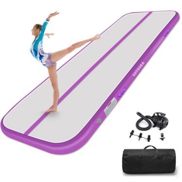 Imagem de Estgora Tapete de ginástica, tapete de ginástica, pista inflável de queda de 6 m, 5 m, 4 m, 3 m para crianças, uso doméstico, academia, líder de torcida com bomba elétrica