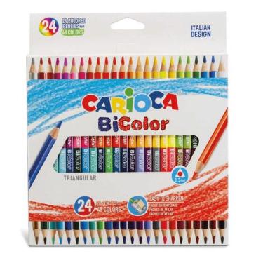 Imagem de Lápis de Cor Triangular 24Und Bicolor Carioca