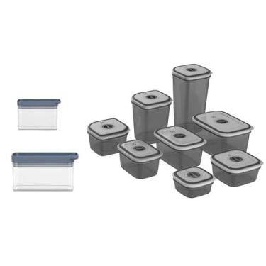 Imagem de Kit Pote Hermético Organizador Empilhável Modular 0,6L + Pote Hermético Organizador Empilhável Modular 0,85L + Potes Herméticos Plástico 8 Unidades