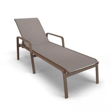 Imagem de Espreguiçadeira Piscina Praia Alumínio Marrom Tela Fendi