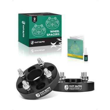 Imagem de YHTAUTO Espaçadores de roda centrados no cubo de 4 x 100 mm de 2,5 cm para Honda Civic Accord Fit, Mini Cooper, Acura Integra, Kia, Mitsubishi Models Espaçadores de pneu com parafusos M12 x 1,5, furo do cubo de 56,1 mm, 4 terminais, adaptador preto 2 peças