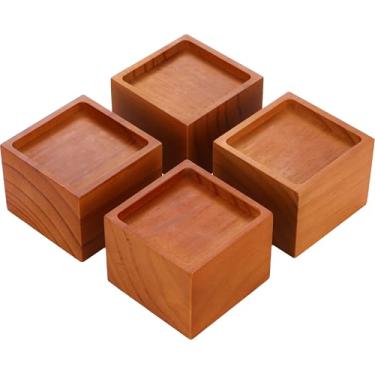 Imagem de TomGear Elevadores de móveis de pinho maciço de 7,5 cm – capacidade de 907 kg, instalação sem ferramentas, design de madeira natural para camas, sofás e mesas (7,6 cm)