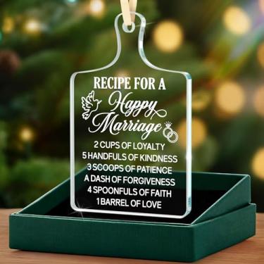 Imagem de Enfeite de Receita para um Casamento Feliz – Decoração de Árvore de Natal de Casamento ou Aniversário, Presente de Lembrança Romântica para Casal, Enfeite de Amor Recém-casado para Família, Amigos