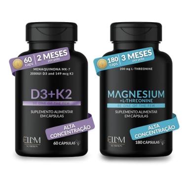 Imagem de Kit Magnésio L-Treonato 180Caps + D3 2000UI + K2 60 Caps ELLYM NUTRITION Função Muscular, Ossos e Foco Mental