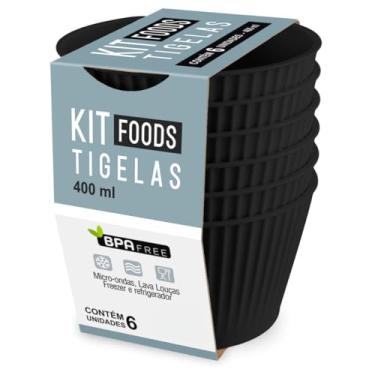 Imagem de Kit 6 Bowls Pote Cumbuca Tigela Petisqueira Plástico Cozinha (Preto)