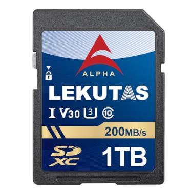 Imagem de LEKUTAS Cartão de memória SDXC UHS-I 1T (999GB) - Velocidade de leitura de até 200 MB/s, C10, U3, V30, 4K UHD, Full-HD e cartão SD de vídeo 4K para câmeras Canon Nikon Sony Fujifilm DSLR ou câmeras