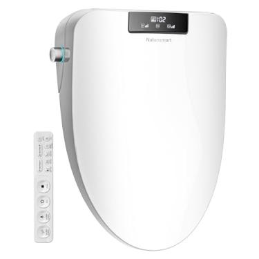 Imagem de Nalunsmart Assento de bidê de vaso sanitário alongado, bidê de assento de vaso sanitário inteligente com secador e água morna, temperatura do assento sanitário aquecido eletrônico ajustável, limpeza