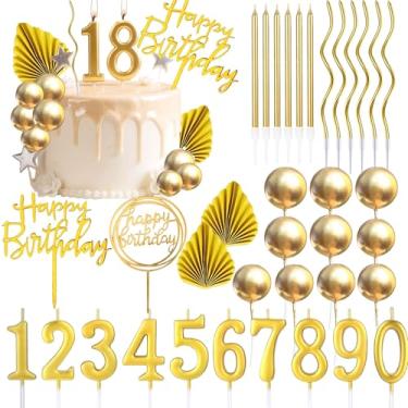 Imagem de Velas de Feliz Aniversário para Bolo, Tyotrbs 36 Peças Velas de Aniversário, Decorações de Topo de Bolo de Feliz Aniversário DIY para Homens Mulheres Aniversário de Casamento