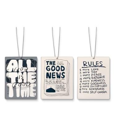 Imagem de Dilemat Aromatizador de ar cristão neutro para carro, versículo bíblico bege para pendurar 3 peças para carros, armário, gaveta, livros, banheiro, acessórios de decoração de espelho de carro