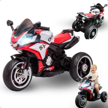 Imagem de Motocicleta Elétrica Infantil 3 Rodas Vermelha 12V 4AH