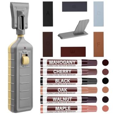 Imagem de XFCA Kit de reparo de piso de vinil de madeira laminada com caneta térmica, faça você mesmo, marcador manual de retoque de móveis, capa de cera de piso de madeira, arranhões, rachaduras, furos para