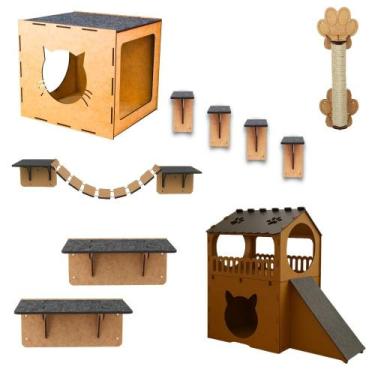 Imagem de Playground Para Gato Completo 9 Peças MDF - BoxFan