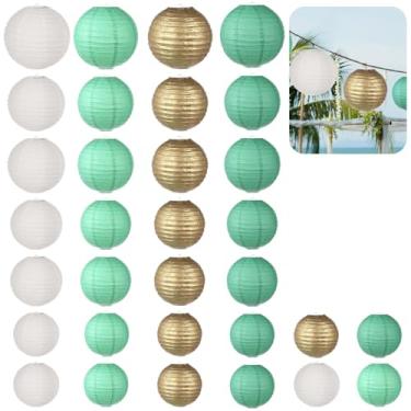 Imagem de Lanternas redondas de 30,5 cm, 25,4 cm, 20,3 cm, 15,2 cm, tamanhos internos e externos, decoração de festa sortida, Natal, chá de bebê, casamento, aniversário, para lanternas dobráveis e redondas para