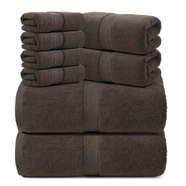 Imagem de REDKISS Conjuntos de toalhas de banho de luxo 100% algodão, 8 peças, 2 lençóis de banho (89 x 178 cm), 2 mãos, 4 toalhas, toalha de banho super absorvente e de secagem rápida para banheiro, spa