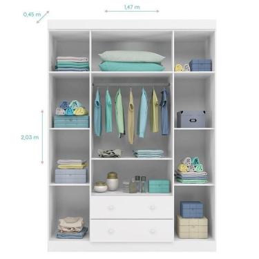 Imagem de Guarda Roupa Infantil Lívia 4 Portas E 2 Gavetas Branco - Phoenix Baby Branco
