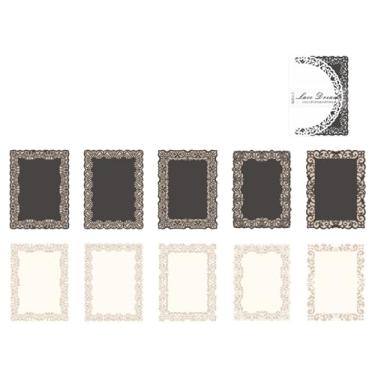 Imagem de Adesivo de renda autoadesivo branco preto decalques para scrapbooking papel adesivo de embrulho decorativo faça você mesmo suprimentos para diários paredes de fotos e decorações (Quadrada)