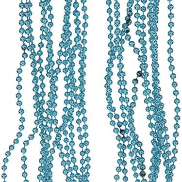 Imagem de Mini enfeites de árvore de Natal para árvore minúscula (guirlanda de contas azul claro)