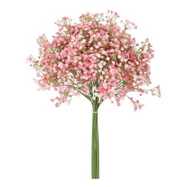 Imagem de BUZFOWU Babys Breath Flores artificiais, 24 peças de buquê de Gypsophila toque real para casa, jardim, casamento, decoração de festa e festival, arranjos de flores faça você mesmo, rosa