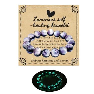 Imagem de Zyuzles Pulseira de vidro Firefly que brilha no escuro pulseira de vidro com tema planeta pulseira de autorcura incentiva presentes de bênção para homens e mulheres, standard, Vidro, Sem Pedra