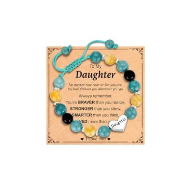 Imagem de Esrial Presentes para neta e filha - Pulseira de coração com contas de pedra natural, Natal, Dia dos Namorados, Páscoa, aniversário, presentes para filha, neta, 6in, Pedra, Sem Pedra Preciosa