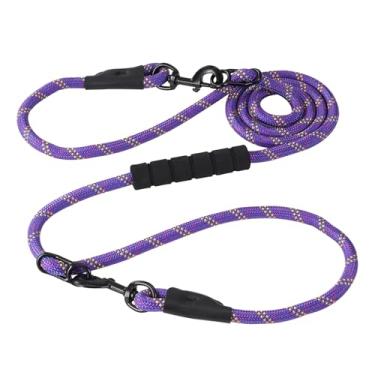 Imagem de Coleira resistente para cães de 2,5 m com alça acolchoada, fácil de converter em coleiras duplas, mãos livres, trelas para cães pequenos, médios ou grandes, coleira de nylon para caminhada