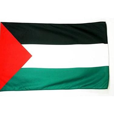 Imagem de Bandeira da Palestina 5' x 8' para um mastro - Bandeiras palestinas 150 x 250 cm - Banner 3 x 8 pés com furo - AZ FLAG