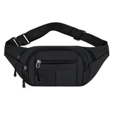 Imagem de Pochete Masculina Motociclista Impermeável, Grande Capacidade, Uso na Transversal no Ombro ou na Cintura, Alça Tiracolo Ajustável, Múltiplos Bolsos, Bolsa Esportiva (PRETO)