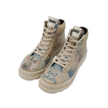 Imagem de DOGO Botas de cano curto femininas – couro vegano e botas femininas feitas à mão e botas de tornozelo,, Perdido em cores, 38