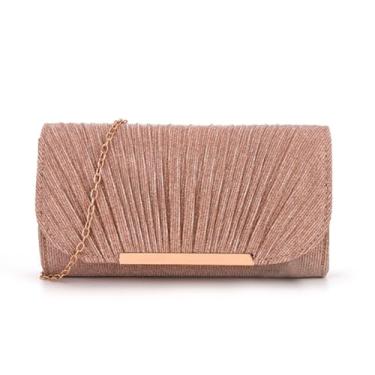 Imagem de SANOVIO Bolsa clutch feminina para noite | Bolsa transversal para festa | Acessório de casamento, formatura e namoro, Champanhe-2