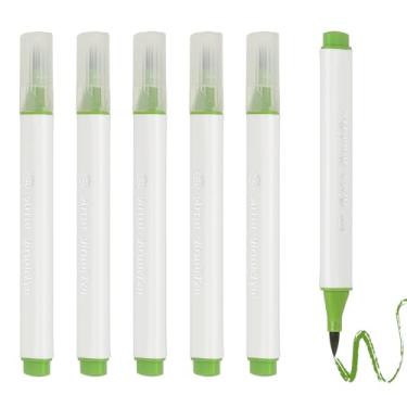 Imagem de PATIKIL Caneta de aquarela de arte, 6 peças, caneta de aquarela triangular de ponta macia para escritório, artesanato, álbuns, escrita, diário, desenho, caligrafia, verde, amarelo