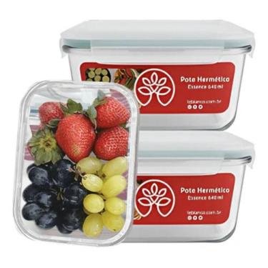 Imagem de Kit 3 Potes De Vidro Hermético 370 Ml Para Alimentos Transparente - Le