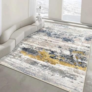 Imagem de Tapete abstrato com estampa de tinta lavada para sala de estar, quarto, sala de estar, tapete grande, antiderrapante e lavável, decoração para casa, tapete felpudo para porta de entrada (tapete p